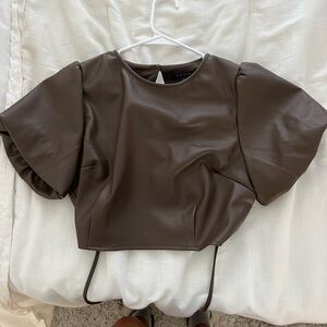 Cute cropped leather top!